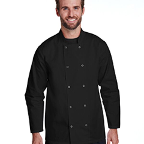 Unisex Studded Front Long-Sleeve Chef's Coat Embroidery Thumbnail